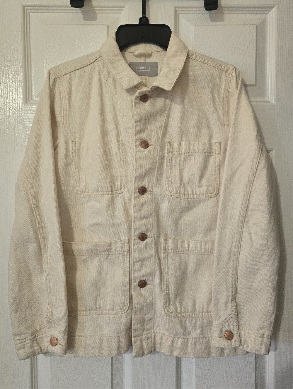 Everlane Denim "Chore Jacket" In Bone, XS - Picture 2 of 15